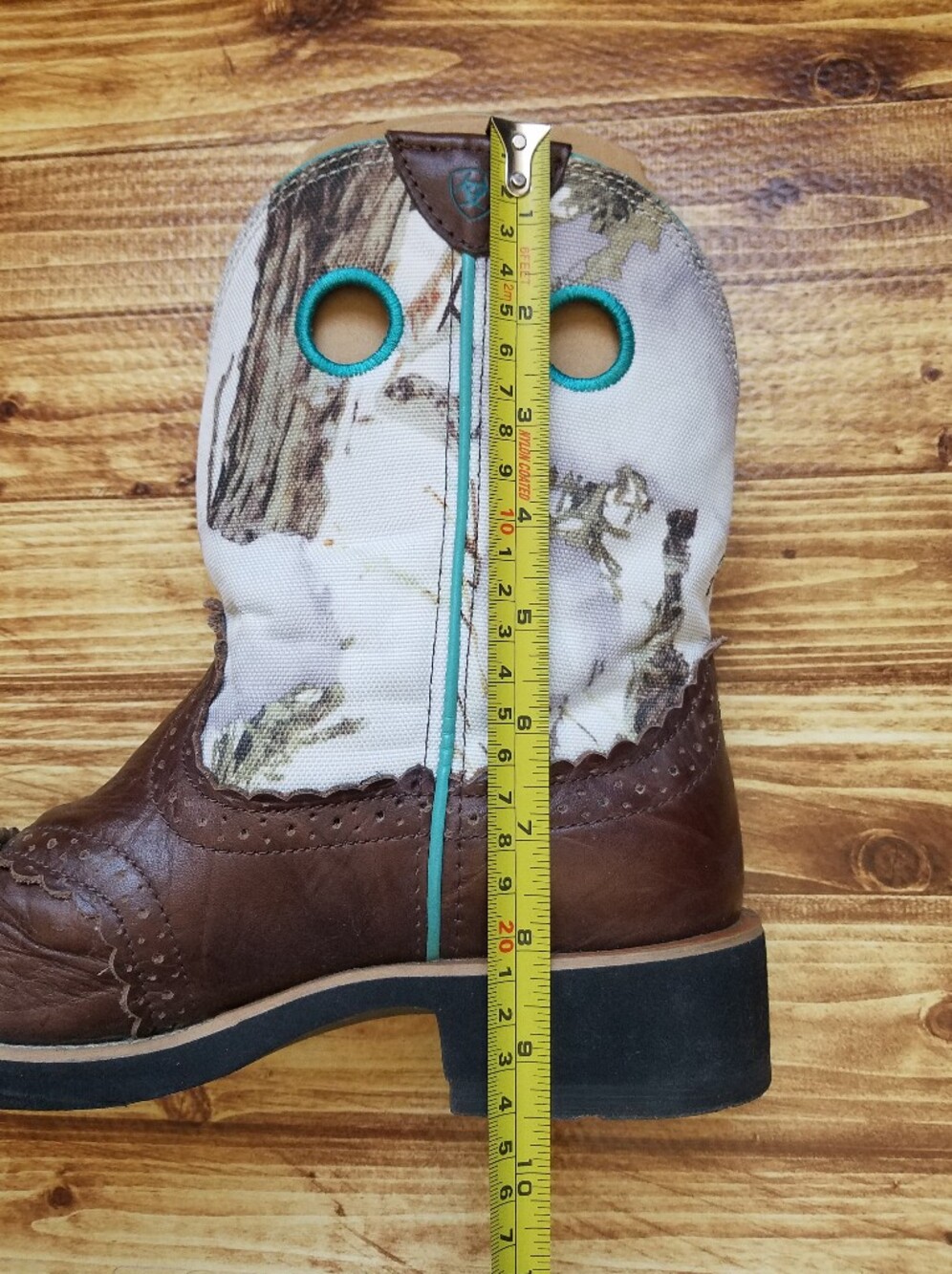 Ariat Fatbaby Camo Western Boots Brown Teal Leather Cowgirl 9.5 B 10009503 Boxed - Picture 15 of 16